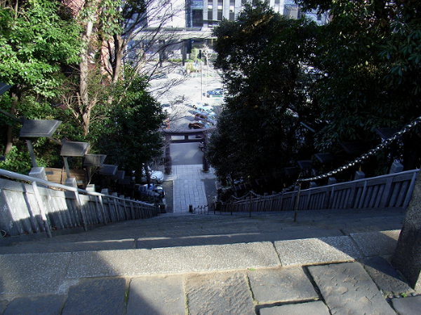 （写真８）愛宕神社の男坂（上から撮影）